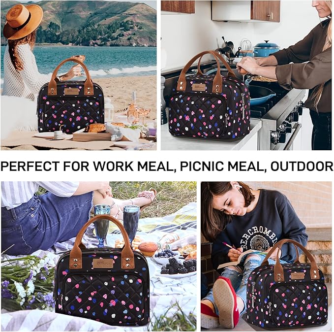 HOMESPON Lunch Bag for Woman Man Adults with Front Pocket Insulated Lunch Tote Lunch Box Container for Work Picnic or Travel(Purple)