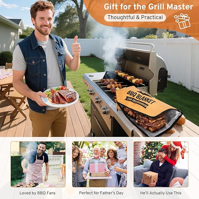 Christmas BBQ Blanket for Resting Meat - 21" Reusable Leakproof 5-Layer Insulated Smoker Bag with 20 Butcher Papers, Smoker Accessories & Gifts for Men (Turkey, Pork, Beef)