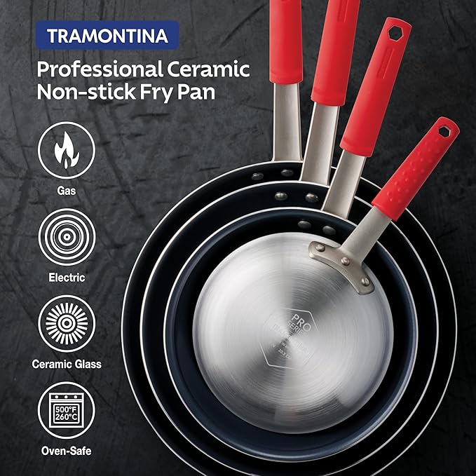 Tramontina Professional 14-Inch Ceramic Non Stick Extra Large Frying Pan, Heavy-Gauge Aluminum Skillet with Nonstick Coating, Dishwasher and Oven Safe, Black