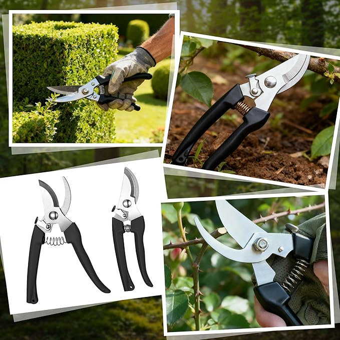 Chumia 30 Garden Flower Shears Pruning Scissors Heavy Duty Plant Scissors Trimming Garden Clippers Hand Tree Pruner for Yard Gardening Plants Hedge Flower Tree Cutting Secateurs (Black)