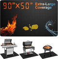 Extra Large 90 x 50 Inch Under Grill Mat for Outdoor Grill, Double-Sided Fireproof Deck & Patio Protector, Heat Resistant BBQ Mat, Waterproof & Oil-Proof for Charcoal, Gas Grill, Smoker, Fire Pit