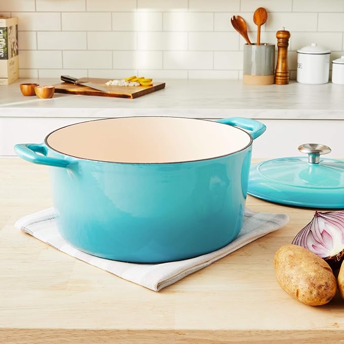 Tramontina Bestow Enameled Cast Iron Dutch Oven Pot with Lid, Round 5.5-quart, Medium Blue