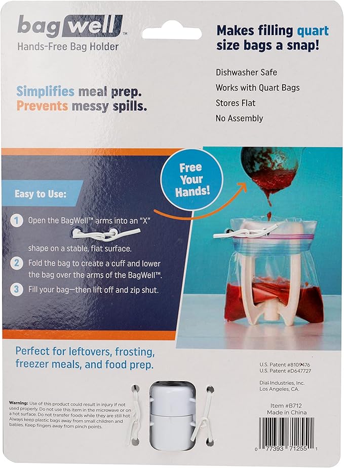 Bag Well Sealable Food Bag Holder for Quart Size Food Storage Bags