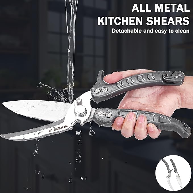 Kitchen Shears Heavy Duty Poultry Shears Meat Cutting Dishwasher Safe and Stainless Food Kitchen Scissors for Chicken Turkey Thanksgiving,Grey