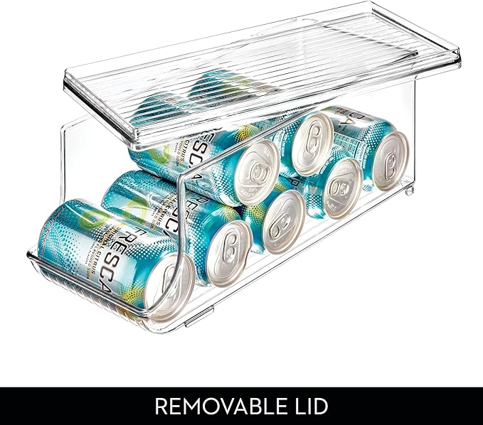iDesign Soda Can Organizer with Lid for Pantry or Refrigerator - Clear - Made in USA