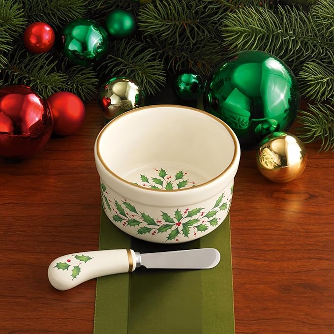 Lenox 804420 Hosting The Holidays Dip Bowl & Spreader, Christmas