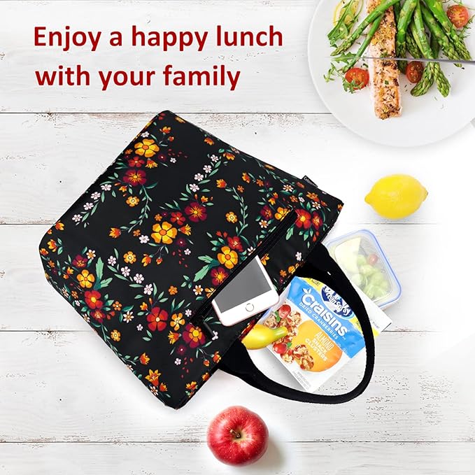 Gloppie Lunch Bag Women Insulated Lunch Box Leakproof Lunch Tote Bag for Work Cute Cooler Bags Stylish Flower