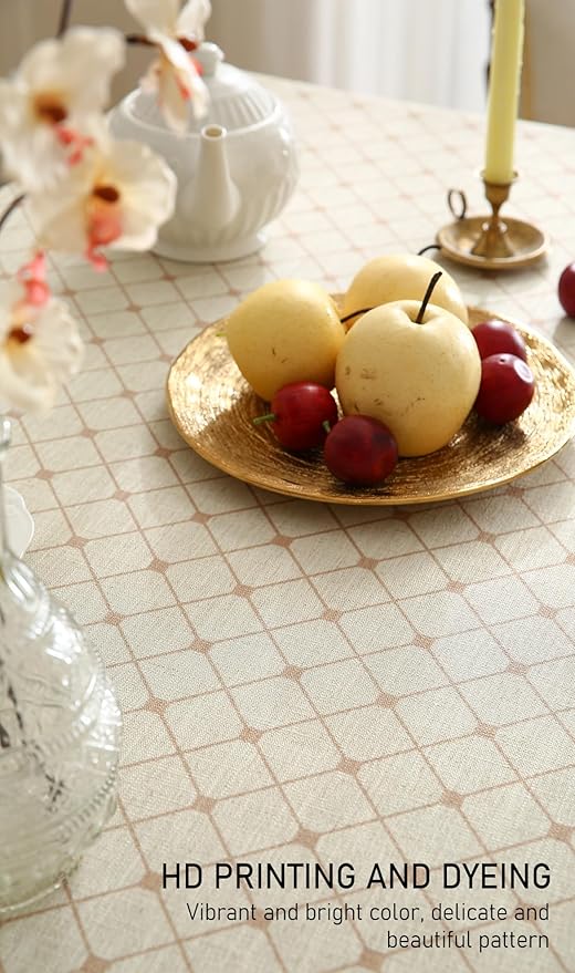 ISAENNE Designer Vintage Linen Floral Tablecloth Rectangular,Fall Colorful Modern Table Cloth,Anti-Wrinkle Decor Tablecloths for Dining Thanksgiving Kitchen Christmas,55"*87"-Bertina E