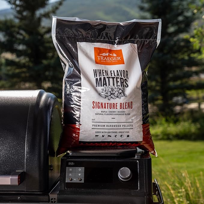 Traeger Grills Signature Blend 100% All-Natural Wood Pellets for Smokers and Pellet Grills, BBQ, Bake, Roast, 18 lb. Bag (Pack of 3)