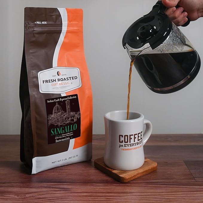 Fresh Roasted Coffee, Sangallo Italian Craft Artisan Blend, 12 oz, Medium Roast, Kosher, Whole Bean