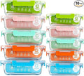 C CREST [10-Pack Glass Food Storage Containers (A Set of Five Colors), Meal Prep Containers with Lids for Kitchen, Home Use - Airtight Glass Lunch Boxes
