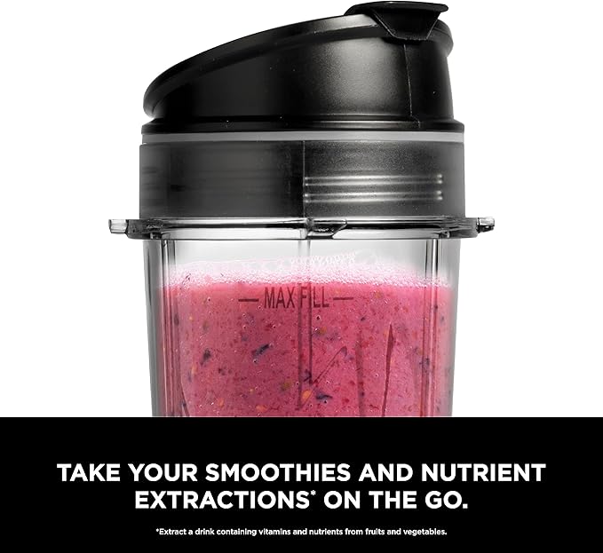 Ninja Fit Compact Personal Blender, Portable Blender for-Smoothies, Shakes, Food Prep, and Frozen Blending, 700-Watt Base, (2) 16-oz. Cups and Spout Lids, Black QB3001SS