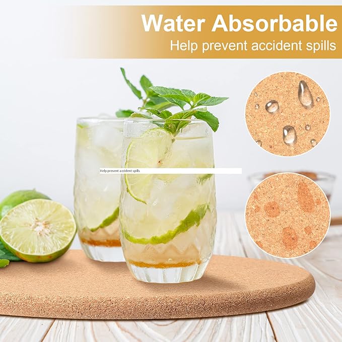 16 Pack Thick Cork Trivets - 8 Inch Heat Resistant Multifunctional Cork Board Hot Pads for Table & Countertop