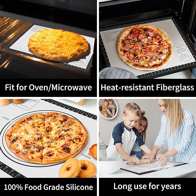 Silicone Macaron Baking Mat, Non Stick Pastry Mat for Rolling Dough,Silicone Mat for Baking Pizza, Cookie, Bread, Fondant, Macarons, Reusable and Large Silicone Mat