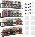 Spice Rack Wall Mounted 4 Tier – Space-Saving Kitchen Spice Organizer for Seasonings – Screw or Adhesive Hanging – Wall Mount Hanging Spice Rack for Wall, Cabinet, Pantry Door 2.5x 2.5x11.5 in