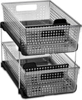 madesmart 2-Tier Organizer, Multi-Purpose Slide-Out Storage with Handles and Dividers for Home and Bath, BPA Free, Smoke
