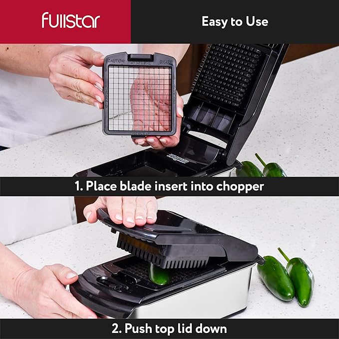Fullstar The Original Pro Chopper - Vegetable Chopper and Spiralizer, Food Chopper with Container, Fruit Slicer, Kitchen Gadgets & Gifts, Home Essentials (9 in 1, Stainless Steel)