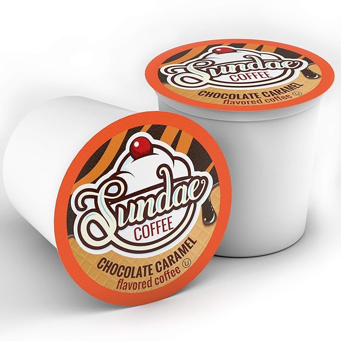 Sundae Ice Cream Flavored Coffee Pods, Compatible with 2.0 Keurig K-Cup Brewer, (Chocolate Caramel) 48 Count