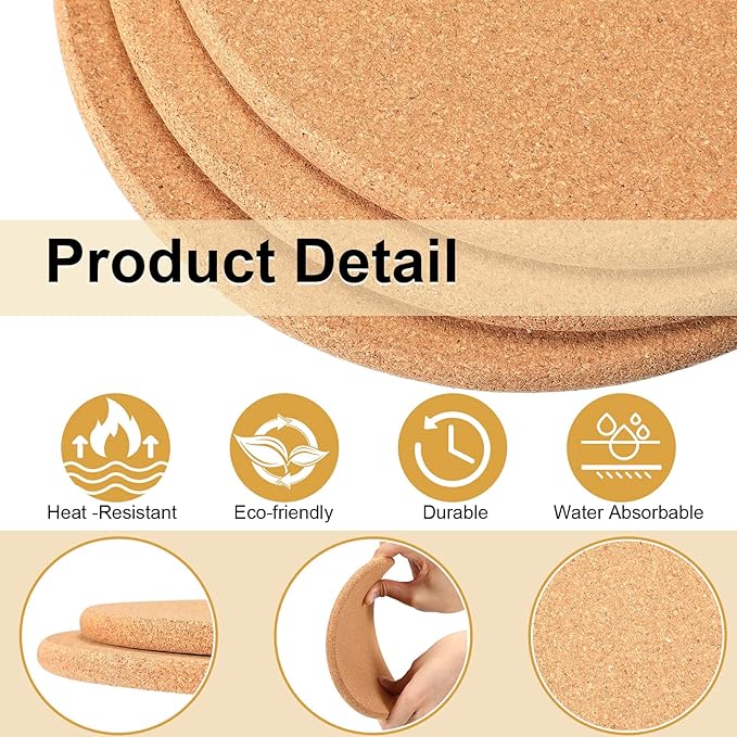 Panitay 24 Pack Thick Cork Trivets - 8 Inch Heat Resistant Multifunctional Cork Board Hot Pads for Table & Countertop