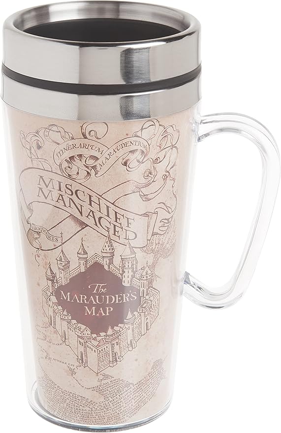 Spoontiques Harry Potter Solemnly Swear Insulated Travel Mug, Off-White