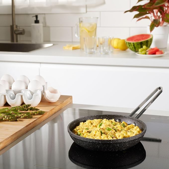 Starfrit The Rock 16cm (6.5") Non-Stick Egg Fry Pan - Durable Forged Aluminum - Oven Safe - PFOA Free - Easy to Clean - Black