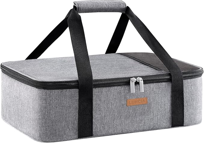 Lifewit Insulated Casserole Carrier for Hot or Cold Food, Lasagna Lugger Tote for Potluck Parties/Picnic/Cookouts, Fits 11"x15" Baking Dish, Grey