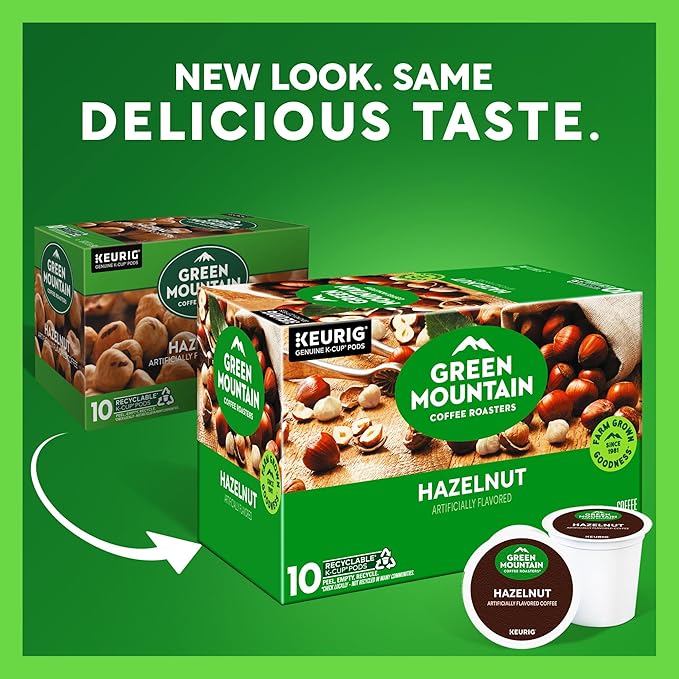 Green Mountain Coffee Roasters Hazelnut, Keurig Single Serve K-Cup Pods, Light Roast Coffee, 60 Count, (6 Packs of 10)