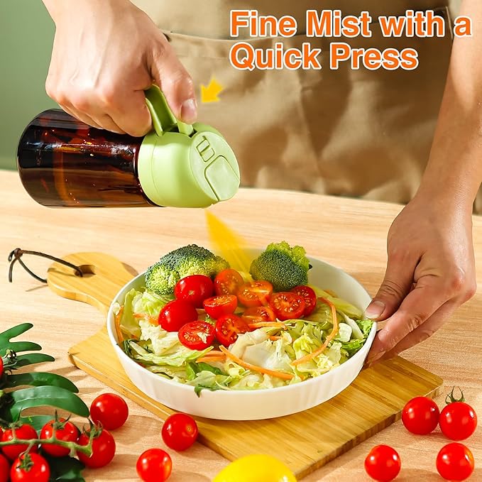 Oil Sprayer for Cooking, 2 In 1 Oil Dispenser and Oil Sprayer (Green+Dark Brown)