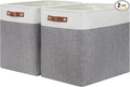 HNZIGE Large Storage Baskets Rectangular Storage Bins Baskets for Organizing [2 Pack] Tall Shelf Baskets with Handles, Decorative Organizer for Storage Home, Closet (White Grey)