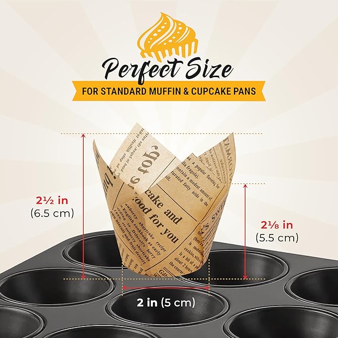 Baker's Signature 150pcs Parchment Paper Muffin Liners - Natural Wood Pulp, Greaseproof, Waterproof, Non-Toxic - Ideal for Multiple Occasions