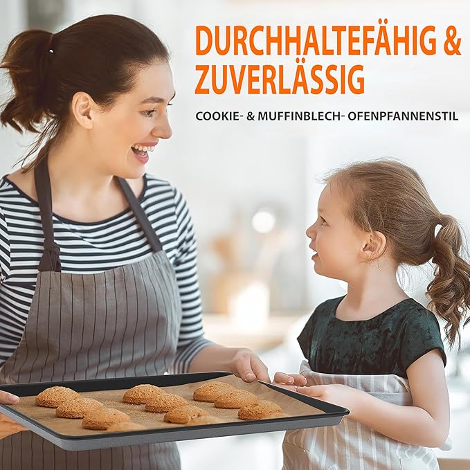 NutriChef 8-Piece Nonstick Stackable Bakeware Set - PFOA, PFOS, PTFE Free Baking Pans Set w/Non-Stick Coating, 450°F Oven Safe, Round Cake, Loaf, Muffin, Wide/Square Pans, Cookie Sheet (Gray)
