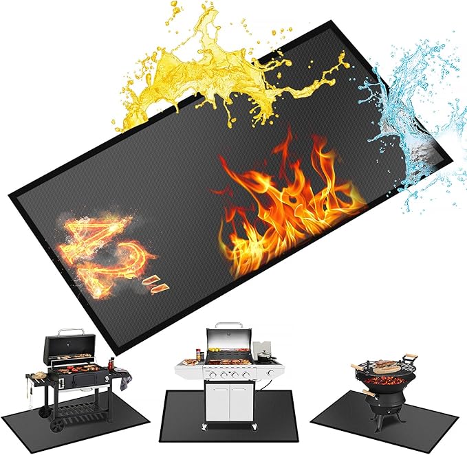 42 X 30 inches Hearth Rugs for Fireplaces Fire Resistant / Gas Grill Splatter Mat Fireproof Waterproof Oil-Proof, Fireproof Mat Heat Resistant BBQ Floor Mat Protect Mat Floor Protective Rug Reusable