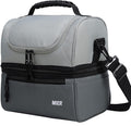 MIER Adult Lunch Box Insulated Lunch Bag Large Cooler Tote Bag for Men, Women, Double Deck Cooler （Dark Grey/Grey, Large）