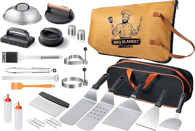 36PCS Grilling Accessories, Griddle Accessories Kit with BBQ Blanket, Flat Top Grill Tools for Blackstone & Camp Chef, Grill Spatula Set with Enlarged Spatulas, Basting Cover, Scraper