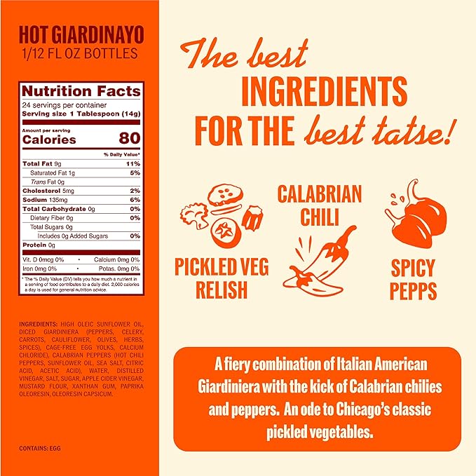 Ayoh Foods, Sando Sauce, Sandwich Sauce, (1-12 Ounce Bottle) - Creamy & Flavorful, Perfect for Sandwiches, Wraps & Dips, Created by Molly Baz (Hot Giardinayo)