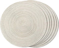 FunWheat Round Braided Placemats Set of 6 Easy Clean Place mats for Dining Tables Woven Heat Resistant Washable Table Mats 15 inches(Beige)