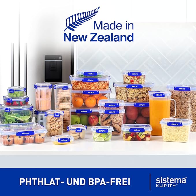 Sistema KLIP IT PLUS Leakproof Food Storage Containers | 1 L | Airtight & Stackable Meal Prep Containers with Lids | BPA-Free | 3 Count