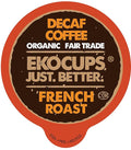 EKOCUPS Organic Swiss Water Decaf French Roast Coffee Pods, Extra 30% More Coffee Per Cup, Artisan Fair Trade Dark Roast, for Keurig K Cup Machines, Recyclable Pods, 40 Count