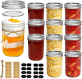 ComSaf Small Mason Jars 8 oz - 12 Pack, Regular Mouth Mason Jar with Lids and Seal Bands, Small Glass Canning Jar for Spice, Jam, Honey, Jelly, Dessert, Shower Wedding Favors, DIY Candles Decor
