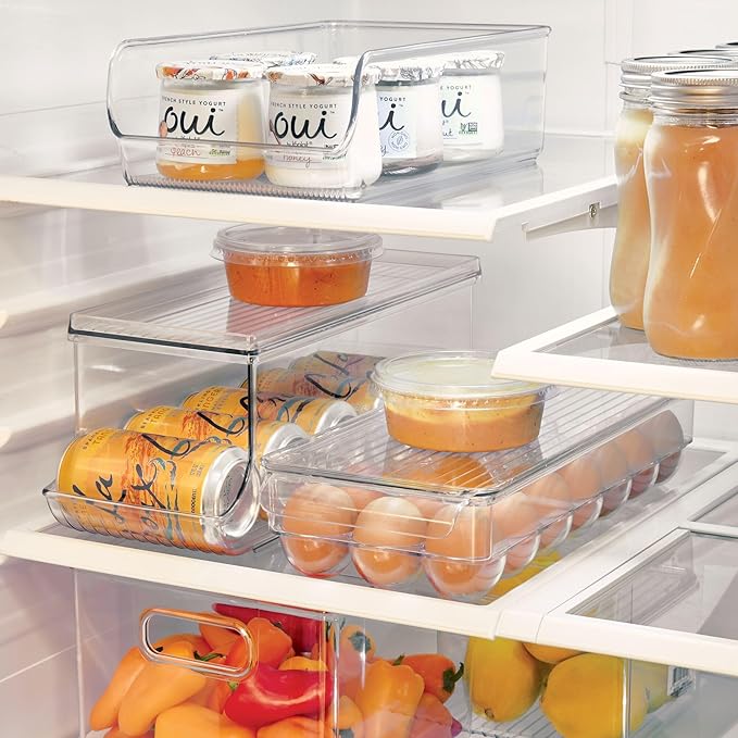 iDesign Clear Plastic Egg Holder for Fridge with Lid - 21 Egg Storage Container Organizer Bin, 2-Pack
