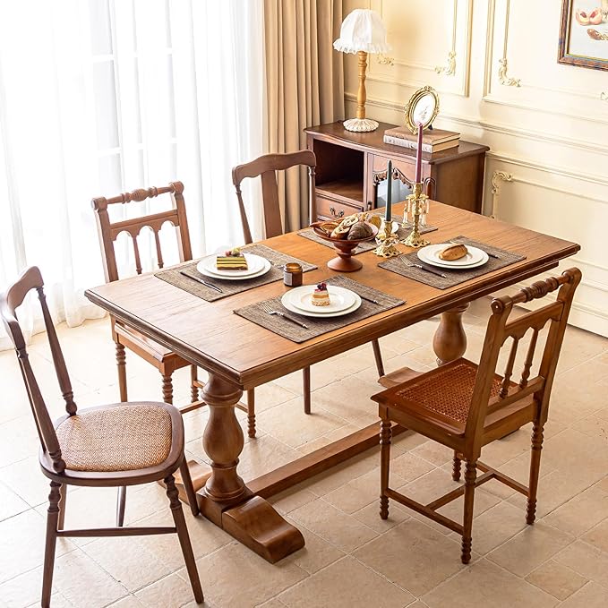 KXN Placemats Set of 4, Dual-Layer Thickened Faux Linen Table Mats, Heat Resistant & Wrinkle-Free, Machine Washable Cloth Place Mats for Kitchen Dining Indoor Outdoor (Burlap)