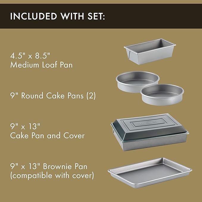 Calphalon 10-Piece Nonstick Bakeware Set Includes Baking Sheet Cookie Sheet Cake Pans Muffin Pan and More Dishwasher Safe Silver