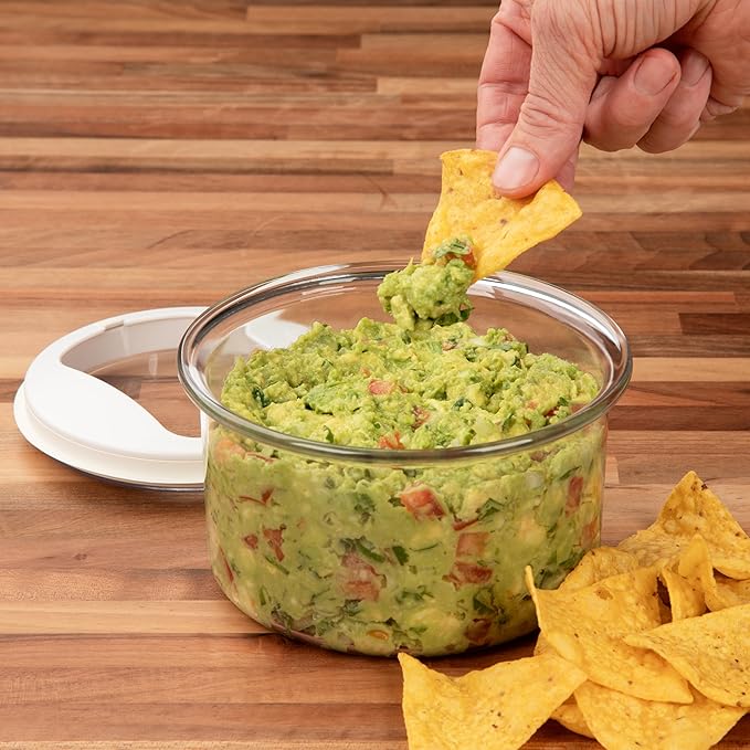 PREPWORKS Progressive International Fresh Guacamole ProKeeper Plastic Kitchen Storage Container with Air Tight Lid (White)