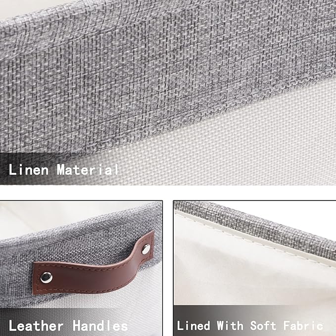 HNZIGE Small Storage Baskets for Organizing(6 Pack) Fabric Storage Baskets for Shelves, Baby Gift Baskets for Empty Closets, Laundry, Nursery, (Gray&White, 11.8" x 7.8" x 5.1")