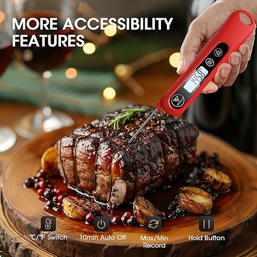 DOQAUS Digital Meat Thermometer, Instant Read Food Thermometer for Cooking, Kitchen Probe with Backlit, Cooking Temperature Probe for Turkey, Grill, BBQ, Baking, Bread, Sourdough