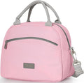 Lunch Bag Women Insulated Lunch Bag For Waterproof Lunch Cooler Bag Insulated Lunch Box For Women Portable Reusable Lunch Bag Two-Tone,With Adjustable Straps Can Be Used For Work,Pink and Grey