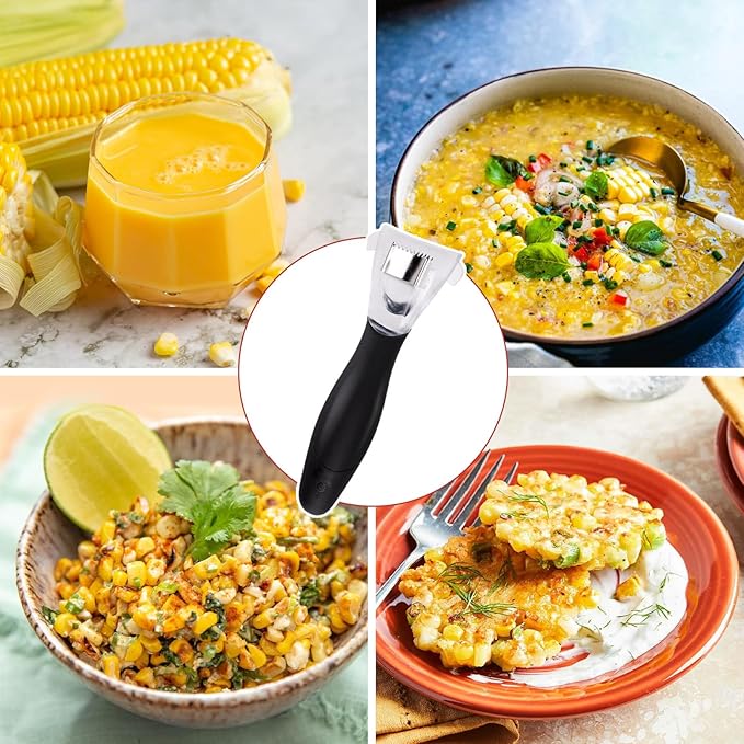 Corn Peeler for Corn on the Cob, Corn Cob Stripper with Large Ergonomic Handle, Corn Remover Corn Kernel Cutter #1114