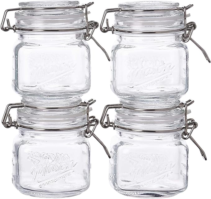 Mason Craft & More Food Storage, 7OZ MINI 4 PACK, Clear