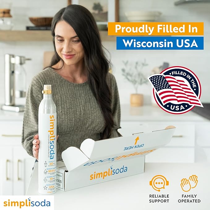 60L CO2 Canister Cylinders - Compatible w/Sodastream BLUE Screw-In Only, Ninja Thirsti, Philips, and More - Threaded Style Soda Streaming Machine CO2 Tanks Gas Refill, | 14.5 oz, 1 Pack