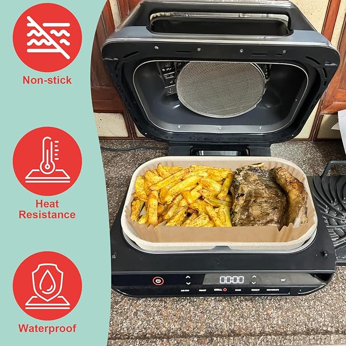 Griddle Pan and Air Fryer Liners for Ninja Foodi FG551/DG551 Smart XL 6-in-1 Grill Accessories, Non-Stick Upgraded Ceramic Cooking Pot for Ninja Foodi DG551 Replacement Parts, 100 PCS Parchment Paper